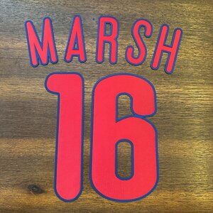 NWOT Phillies Cream Alternate Uniform Jersey Name Numbers Brandon Marsh #16 Red
